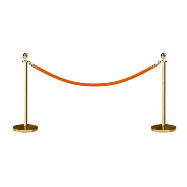 Montour Line Stanchion Post and Rope Kit Pol.Brass, 2 Ball Top1 Gold Rope C-Kit-2-PB-BA-1-PVR-GD-PB